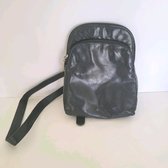 Natalie Backpack Black Leather Small Rustic Primitive Boho Grunge Retro - Picture 1 of 11